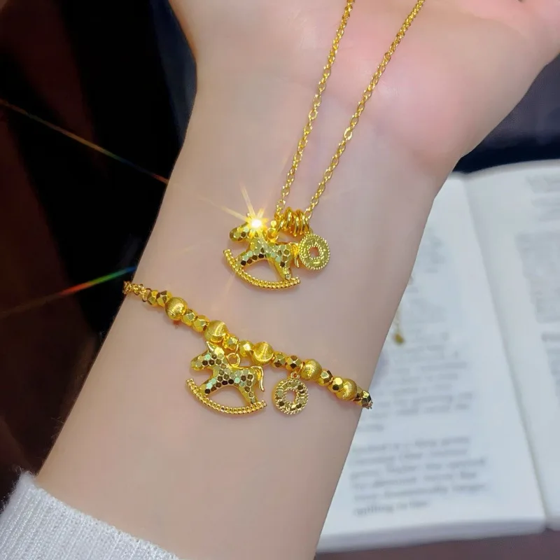 Flash necklace with money charm, elegant and luxurious design, ice-like ice horse, copper coin collar chain