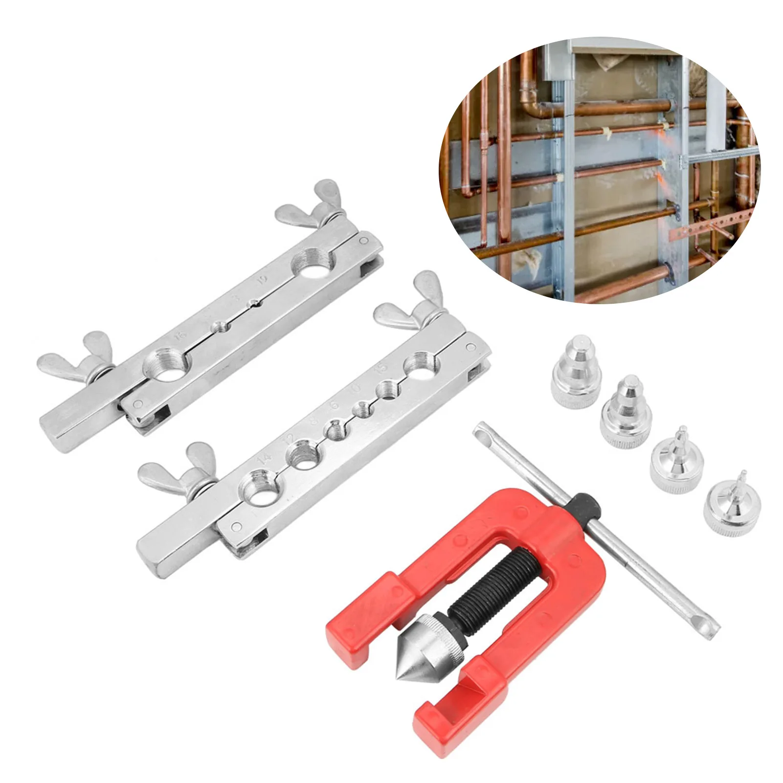 Expanding Hole Range 3-16mm Manual Pipe Flaring Expander Tool Copper Heads Tube Swaging Kit Expanding Pipe Range 3~19mm