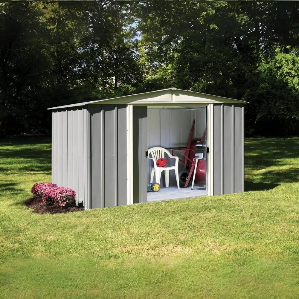 

10x6 Gable-Roof Metal Shed–Durable Outdoor Storage Shed for Lawn Equipment, Pool Supplies, Bicycles, Tools, and Garden Storage