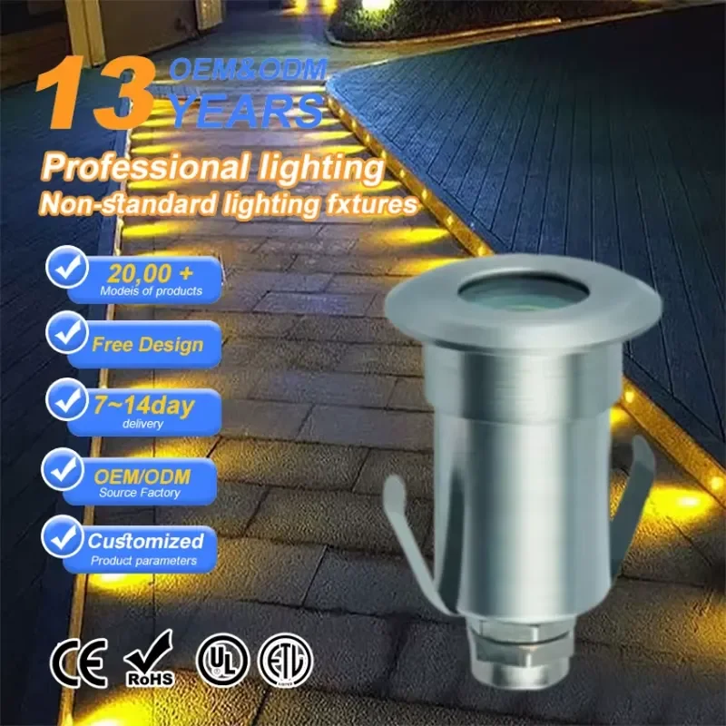 1W Inground LED Light for Outdoor IP68 Waterproof 24V 12V Adjustable Landscape Recessed Light for Factory Customization and