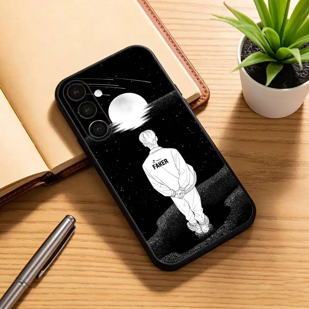 حافظة هاتف S-SKT T1 F-Faker لهاتف سامسونج جالاكسي A13,21s,22,31,32,52,53,71,72,73,غطاء أسود ناعم