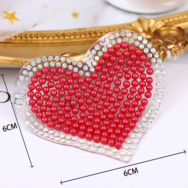 5 Stück Herzförmige Perlen-Applikationen mit Diamantkante für Kleidung, Taschen, Schuhe, Socken - Valentinstag-Accessoires – Detail 7