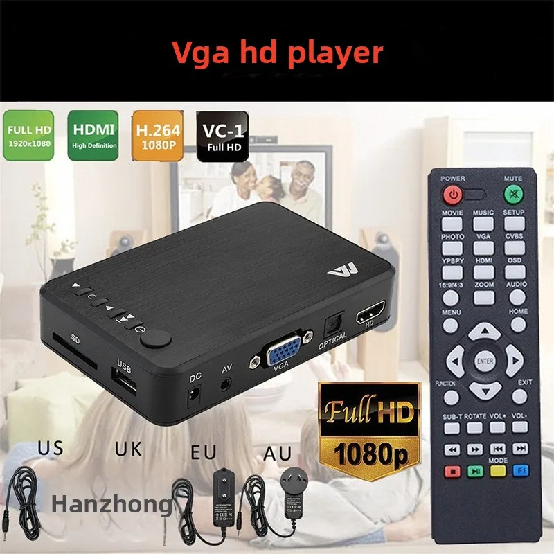 

Мини-медиаплеер Full HD с функцией автовоспроизведения, поддержка 1080P, USB, внешний HDD, HD-кабель, VGA, AV, для SD, U-дисков, MKV, RMVB