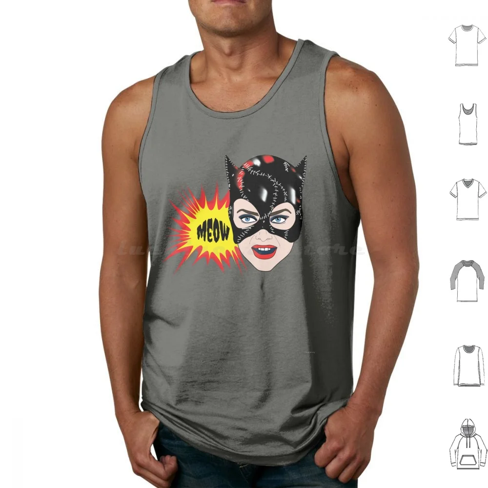 Miss Kitty Tank Tops Print Cotton Cat Cats Woman Kitty Meow Movie Films Comic Comic Book Michelle Pfeiffer