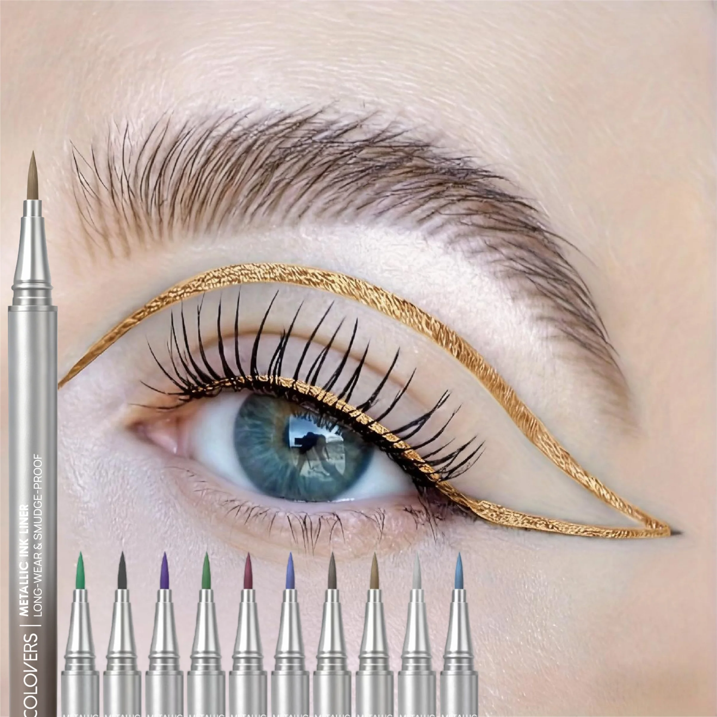 1 Stück wasserfester, metallischer Flüssig-Eyeliner – feiner, schimmernder Perlglanz, langanhaltender Glanz, auffällige Kosmetik