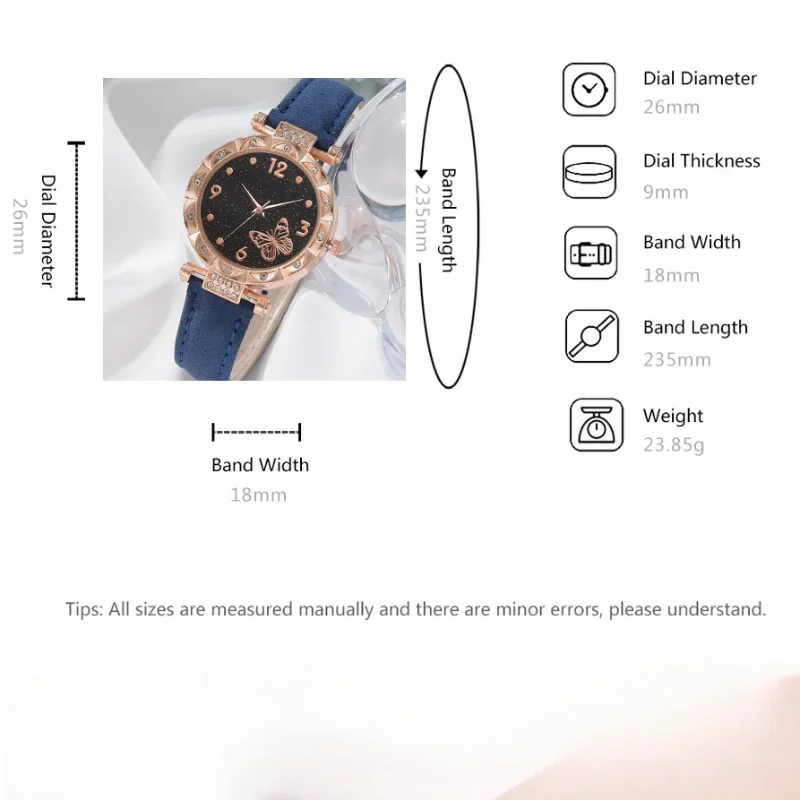 5/1pcs Set Watches for Women Leather Band Ladies Watch Fashion Simple Casual Women Wristwatch Female Bracelet Gift Montre(no Box