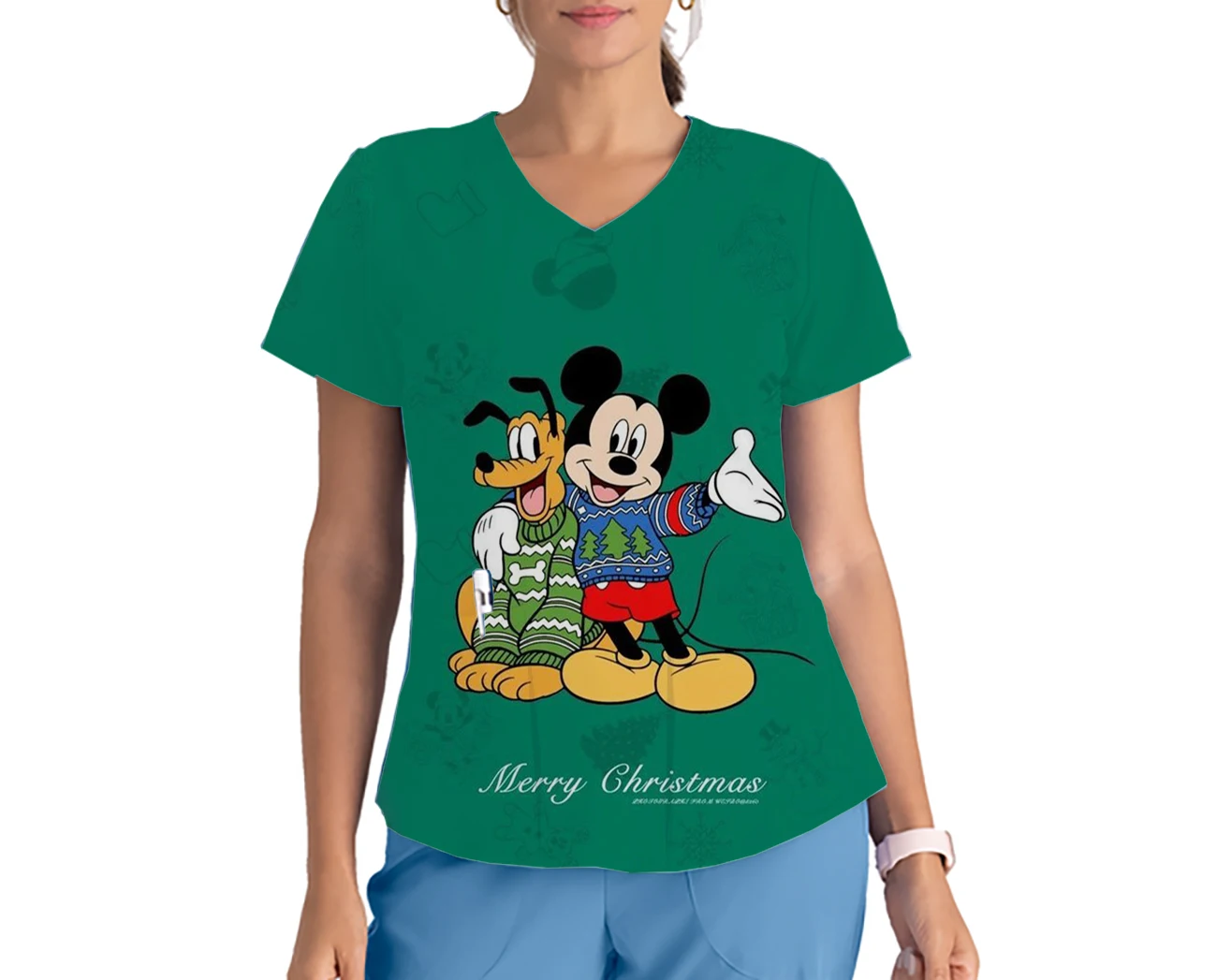 Disney New Mickey Mouse Christmas New Year Medical Uniform Nurse Accessories Clinical Uniform Dental Overalls Veterinary