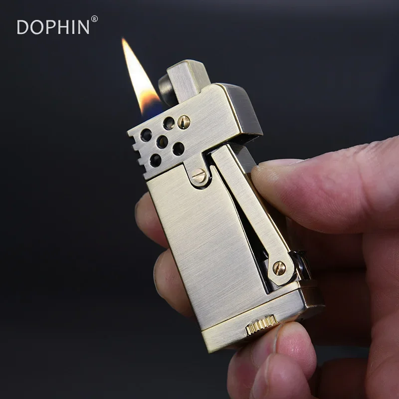 

2025 new Retro butane Flint Side Pressure Ignition Cigarette Lighters Petrol Trenches butane Lighter Oil Fire Creative Gift