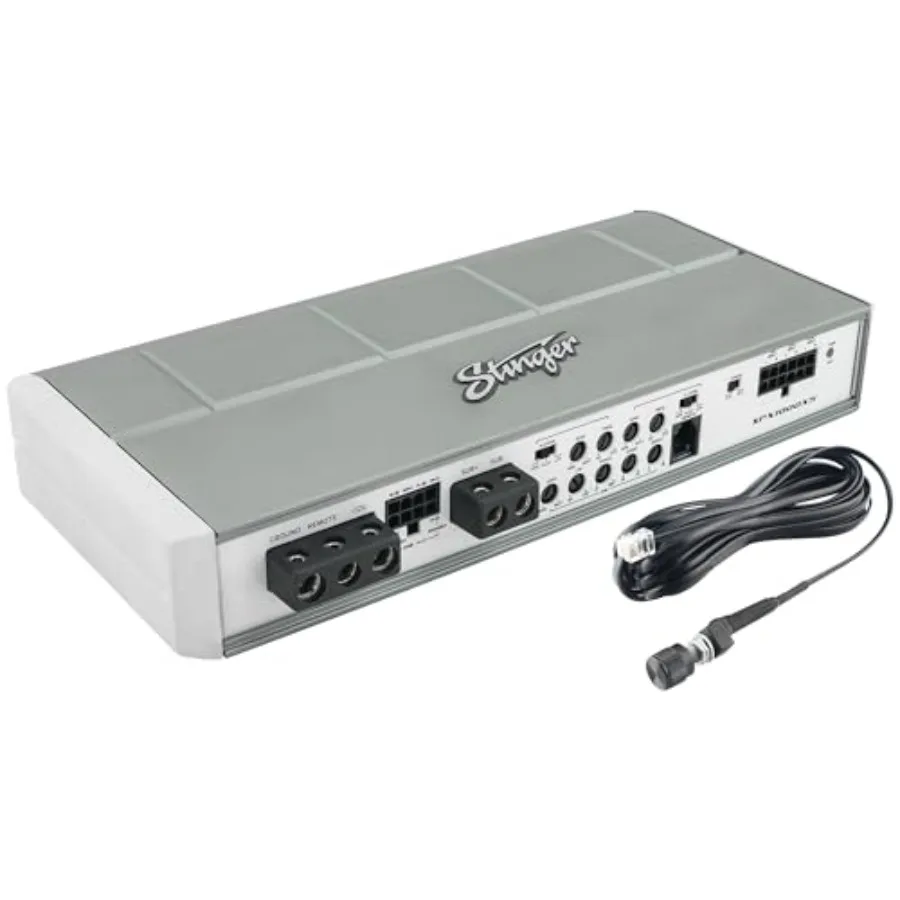 Marine Powersports 1000W 5-Channel Class D Amplifier, aluminum chassis, black, high-efficiency cooling and waterproof design