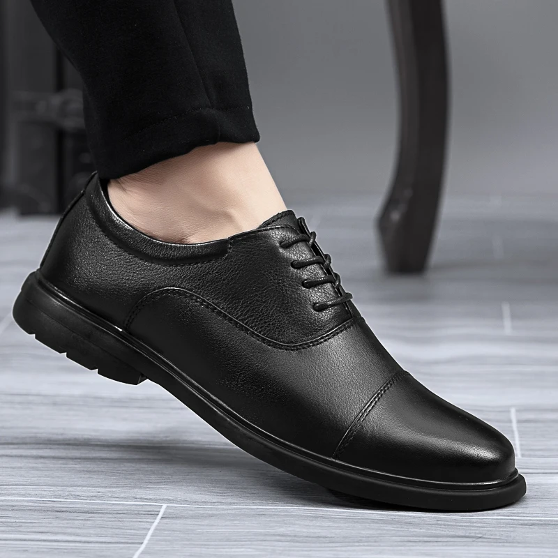 

men dress shoes lace up oxfords Classic Italian Style Mens Derby Formal Shoes Office genuine Leather Business Wedding Shoes Men