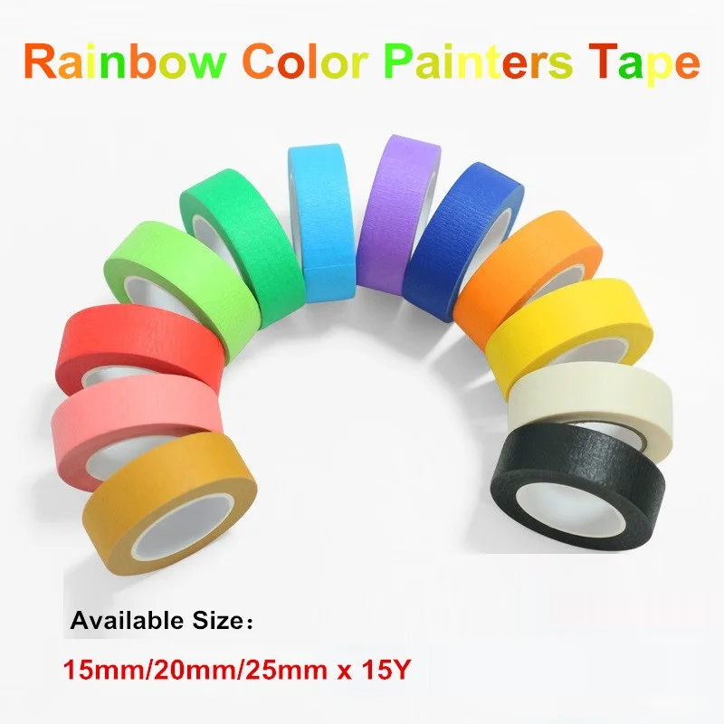 12 Colors Rainbow Masking Tape Easy Tear & Removable Writable Tape for Painting Crafting Labeling Bullet Journals And Party Deco