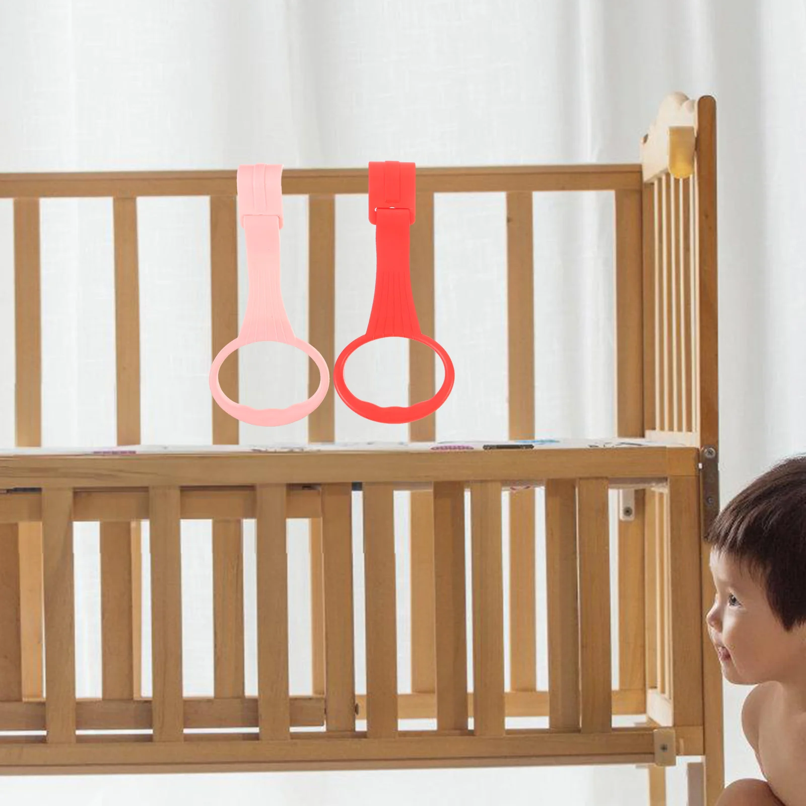 4 قطع من حلقات سحب سرير الأطفال الرضع أدوات تدريب الوقوف سهلة التركيب وخفيفة الوزن أثناء السفر تستخدم حلقة سرير الأطفال الصغار #2