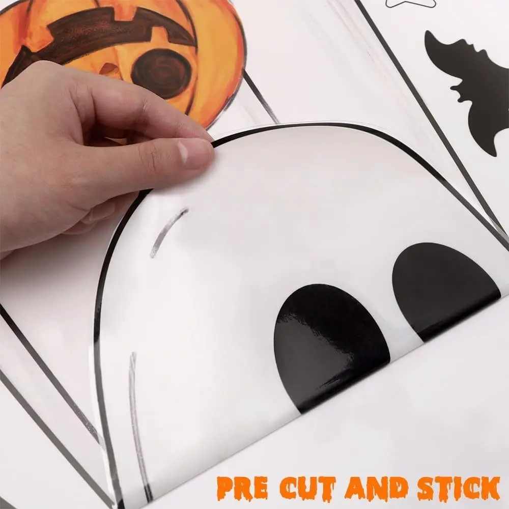 Multicolor Halloween Decoration Sticker Cartoon Ghost Bat Star Window Clings Film Black Cat Pumpkin Electrostatic Static Sticker