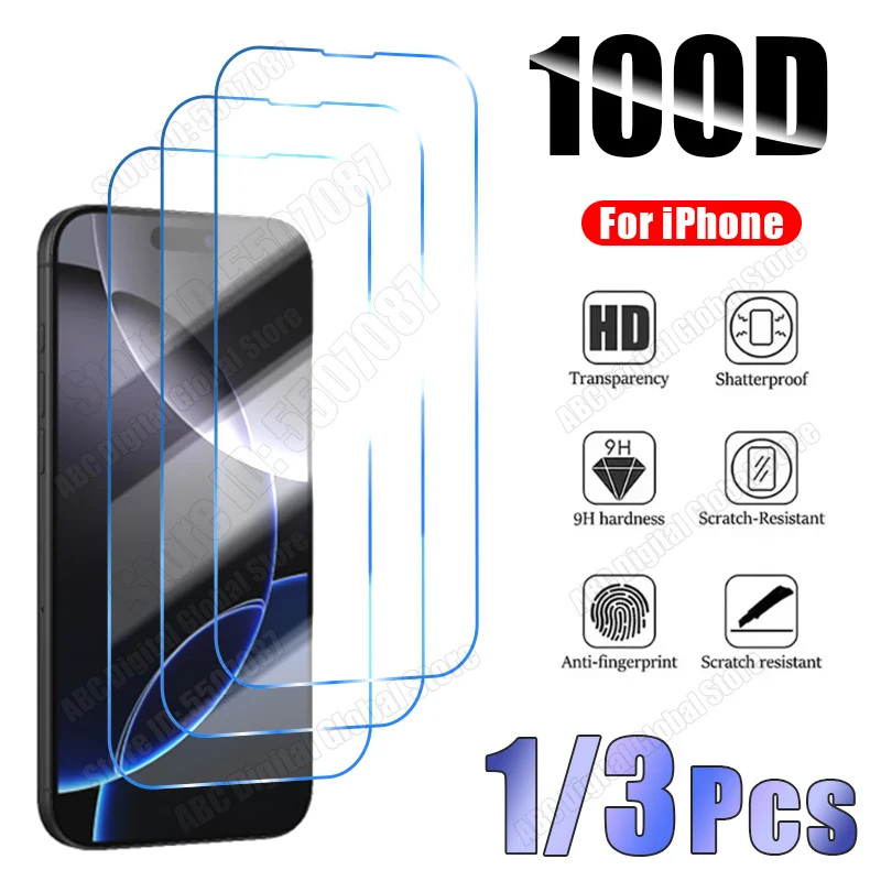 1PC 3PCS Tempered Glass for iPhone 16 15 14 13 12 11 Pro Mini XS Max X XR Protective Glass for iPhone 7 8 16 Plus SE 2020 2022