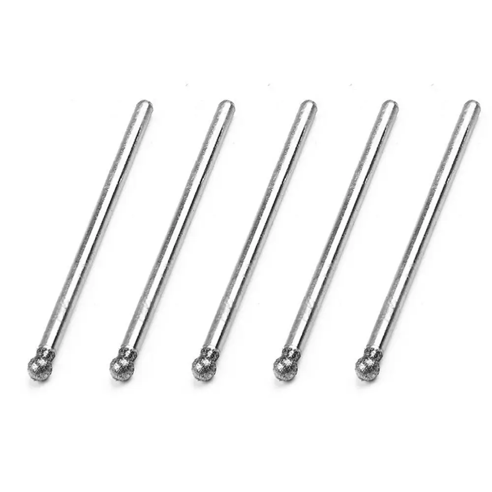5Pcs Carve Precision Diamond Grinding Head 2.35mm Shank 0.5mm-8mm Electric Grinder Parts Carving Tool Round