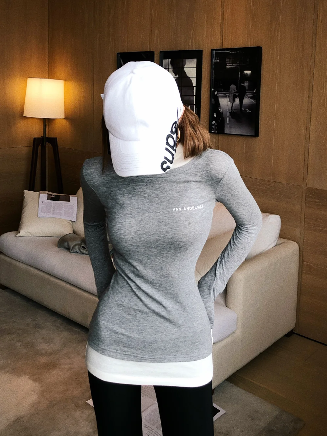 

Lililiwj American Sle Повседневная длинная све круглая Ne Fake из двух предметов осень-зима облегающий базовый слой топ женская футболка