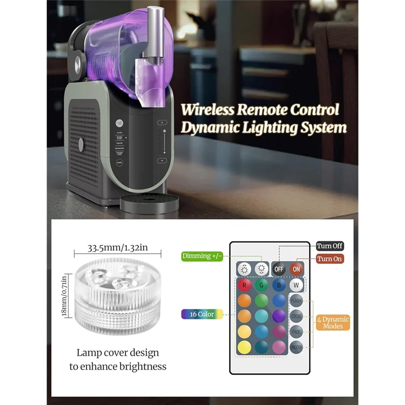 أضواء كبسولة ABUI-LED لـ Ninja Slushi FS301/FS300، 16 لونًا و4 أوضاع ولا يوجد تركيب، ضوء RGB مقاوم للماء 3 عبوات