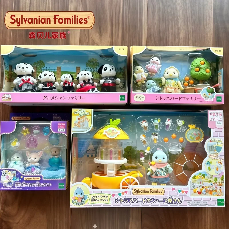 

Sylvanian Families Citrus Bird Juice Shop Flocked Toy Figure Ornament - Dalmatian & Elf Baby Set Cute Gift For Toy Collectors