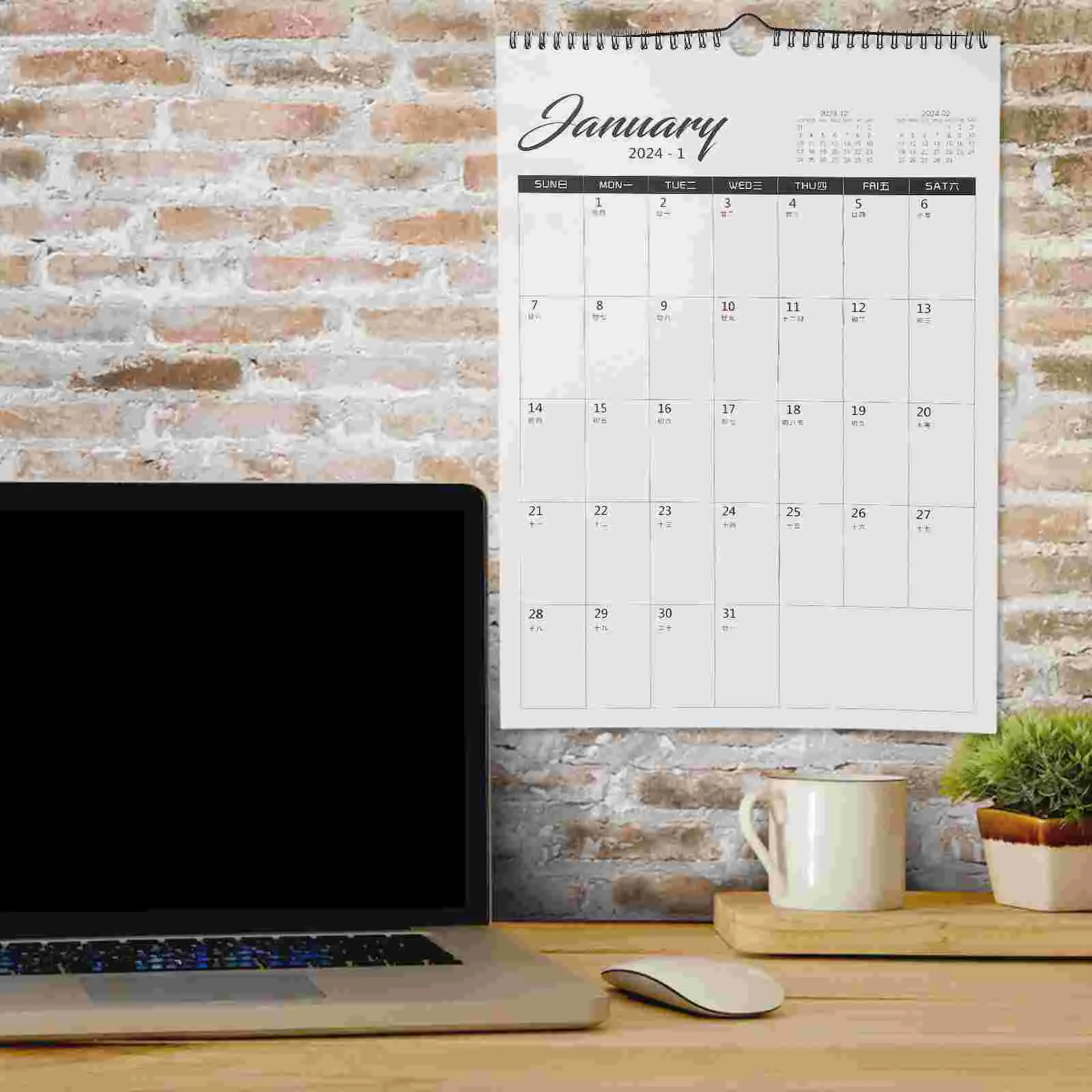 

2024 Wall-mounted Calendar A3 Planner Work Punch (Happiness Edition) (20239-202412) Advent Calendars Hanging