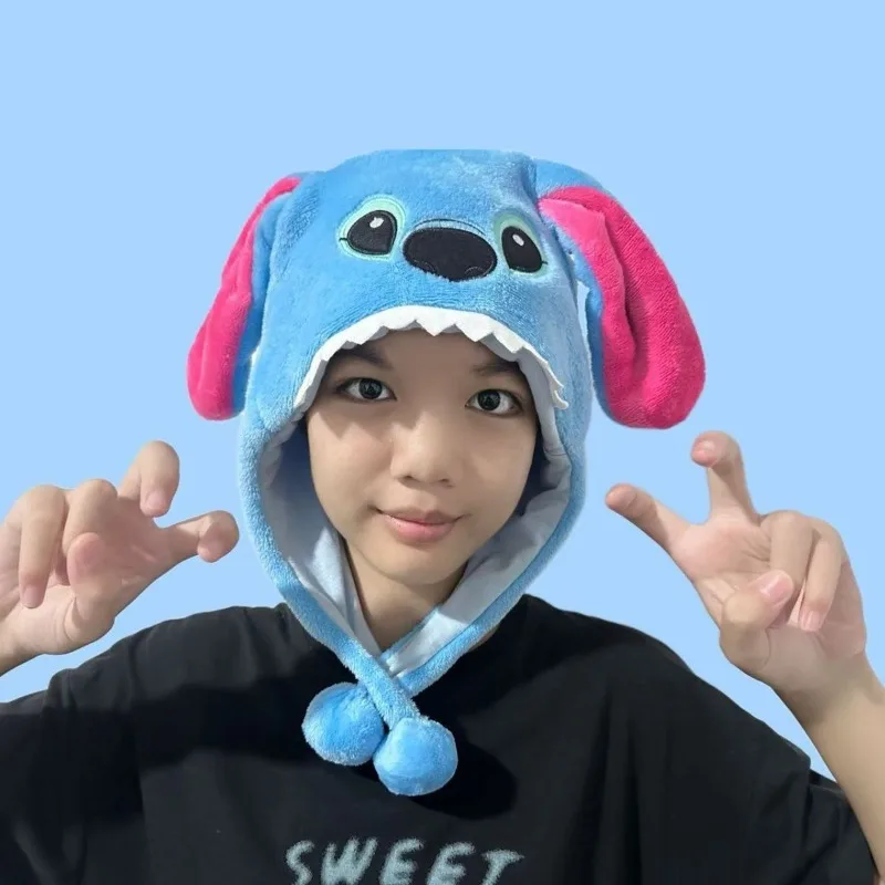 หมวกดิสนีย์สติทช์ ดีไซน์สร้างสรรค์ คุณภาพสูง สไตล์การ์ตูนอนิเมะ สำหรับเด็กชายและเด็กหญิง ฤดูใบไม้ร่วงและฤดูหนาว หมวกกันหนาวพร้อมที่ปิดหู