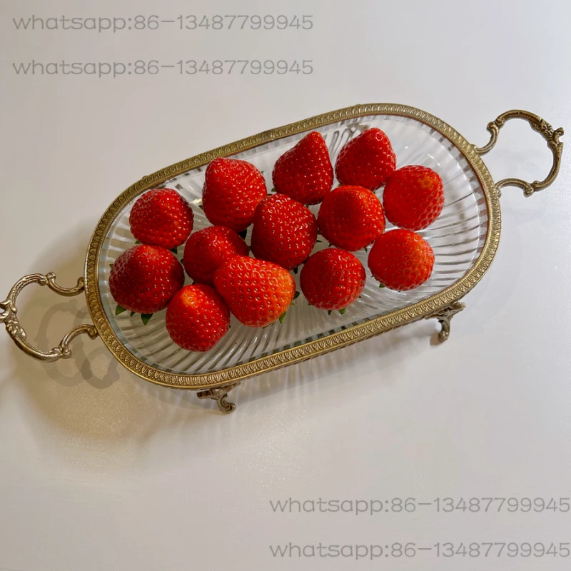 

Imported handmade brass decorative dried fruit tray, retro copper glass tray, living room entrance decorative ornament