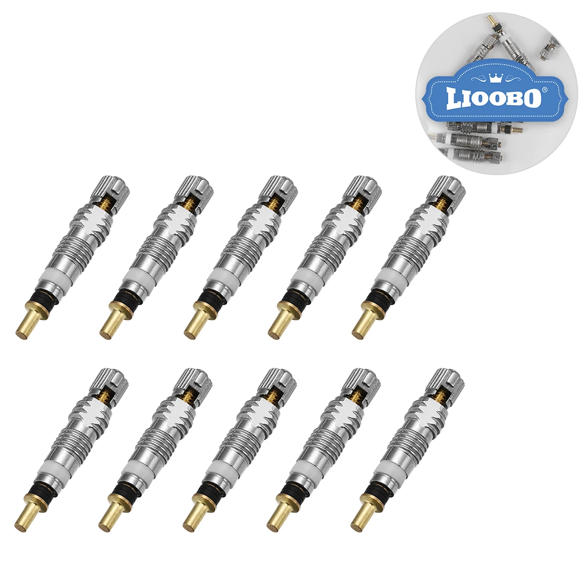 10Pcs Copper Nickel-Plated Valve Cores for Tubeless Road Bikes Stop Air Leaks Enhance Corrosion Resistance