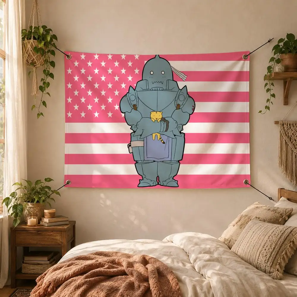 Fantasy Character Alphonse Elric Flags Decorative Flag Banner for Outdoor Garden Yard Camping Party Home Wall Hanging Decor