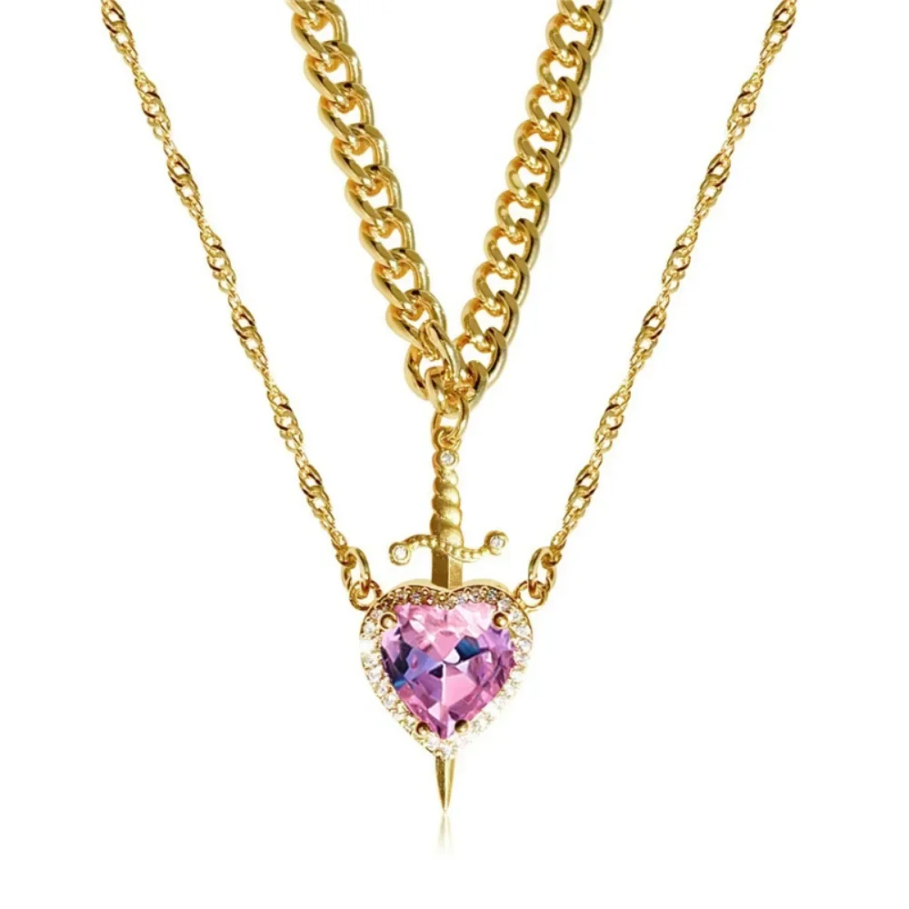 The Snow White Couple Necklace Heart and Sword Pendant Necklace for Women Romantic Valentine's Day Jewelry Gifts image 3