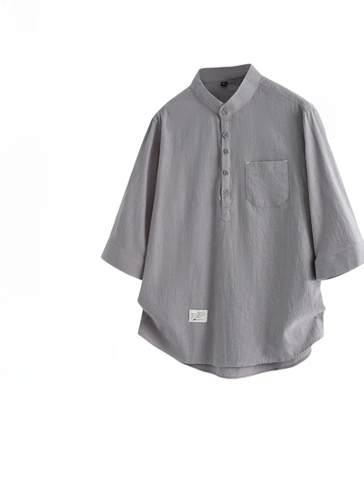 

Paul Summer Chinese Sle Tang Suit Collar irt Men's Pure Cotton Lightweight ort Sve Busin Casual Slim Fit irt