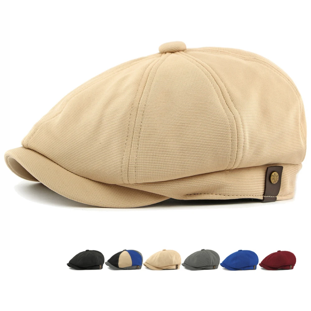 

HT4902 Mens Berets Women Spring Summer Autumn Cap Artist Painter Beret Hat Male Female Flat Cap Adjustable Octagonal Beret Cap