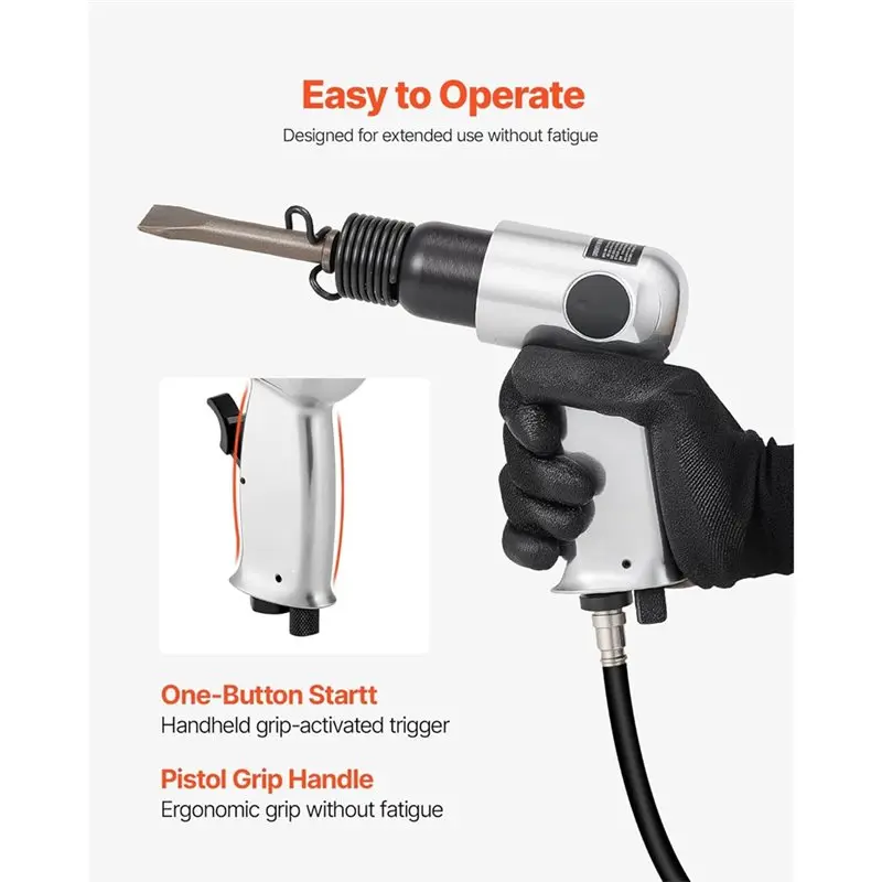 CHCH Air Hammer, 4500BPM Pneumatic Hammer With Rust Removal Air Scaler & 4PCS Chisels Round Shank For Cutting Scraping
