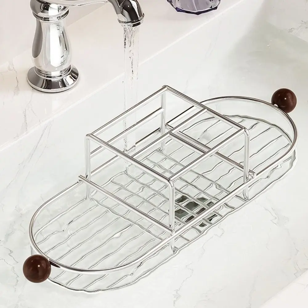 Stainless Steel Toothbrush Holder Quick Dry Waterproof Mouthwash Cup Rack Space Saving Rustproof Toothpaste Rack for Bathroom