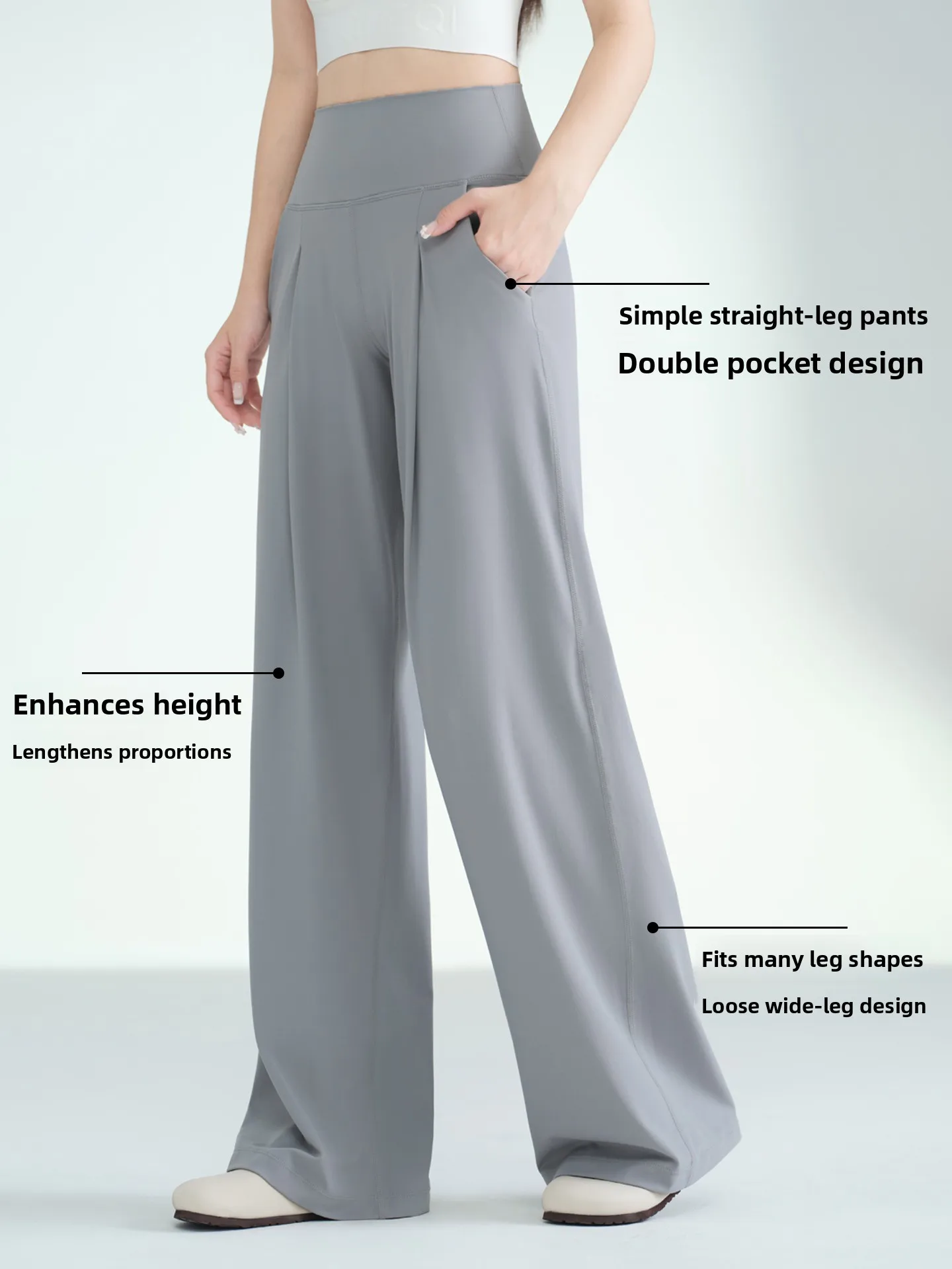 Pantaloni da yoga a gamba dritta a vita alta Pantaloni lunghi da donna casual a gamba larga Fitn Sport da esterno Pantaloni lunghi Comodi nylon morbido