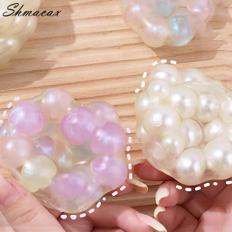 Stress Relief Squeeze Pearl Balls Stress Ball Fidget Toy Glazed Beads Vent Ball Pearl Balls Party Kids Fidgeting Girl Baby Toy