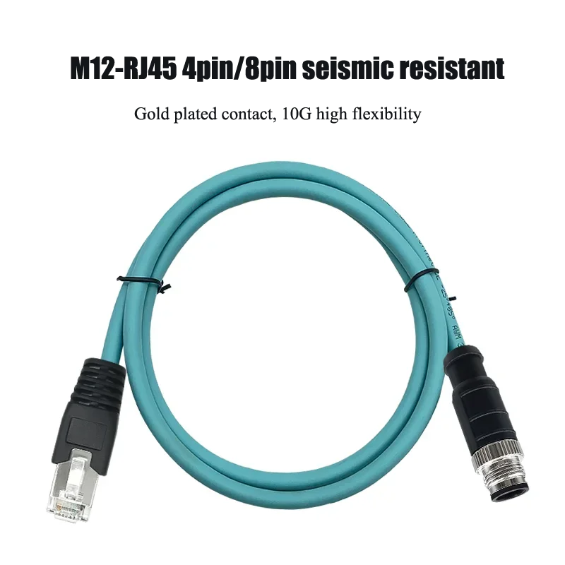 M12 to RJ45 A/D/X-type Ethernet Cable 4Pin 8Pin Connection Coding Cord Cat7 10 Gigabit High Flexible Male to Female Wire 1-10M