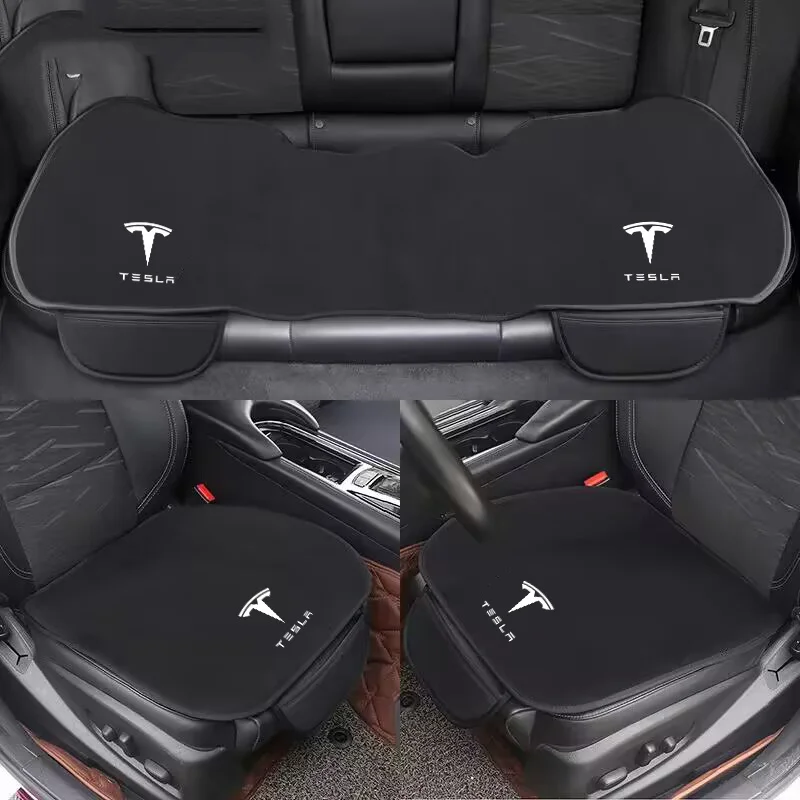 Universal Car Seat Cushion Non-Slip Cover Velvet Plush Protector Pad For Tesla Model 3 Model S X Y Roadster SpaceX Accessories