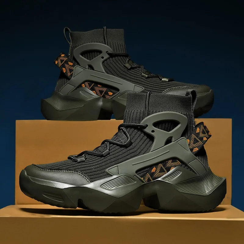 Nuevas zapatillas altas para hombre, zapatillas de tenis con amortiguación a la moda, zapatillas transpirables para correr para hombre, zapatos ligeros con suela de patada para hombre