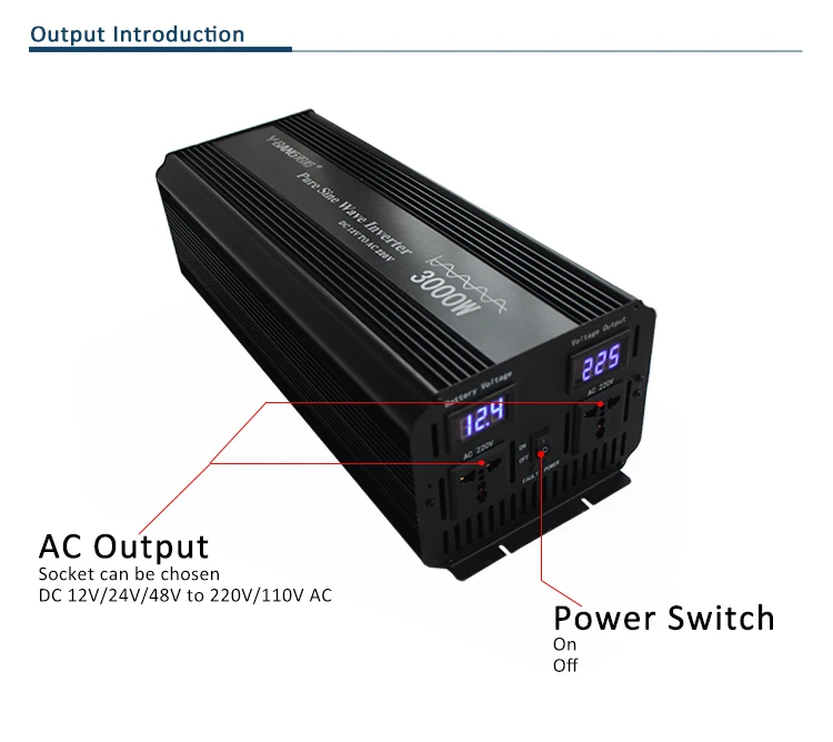 3000W 6000W Pure Sine Wave DC/AC Inverter 12V 24V 220V Automotive Industrial Household Backup Air Conditioner Motor-99%