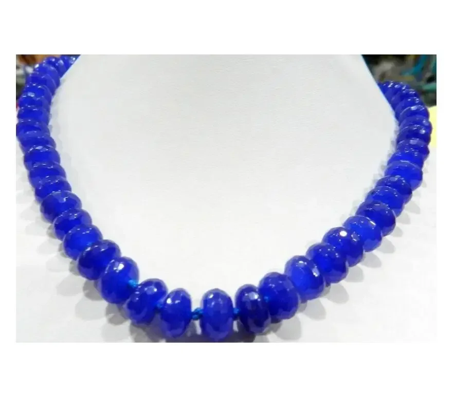 

Wholesale prices Fast 5x8mm Faceted Blue Sapphire Roundel Beads Necklace 18inch