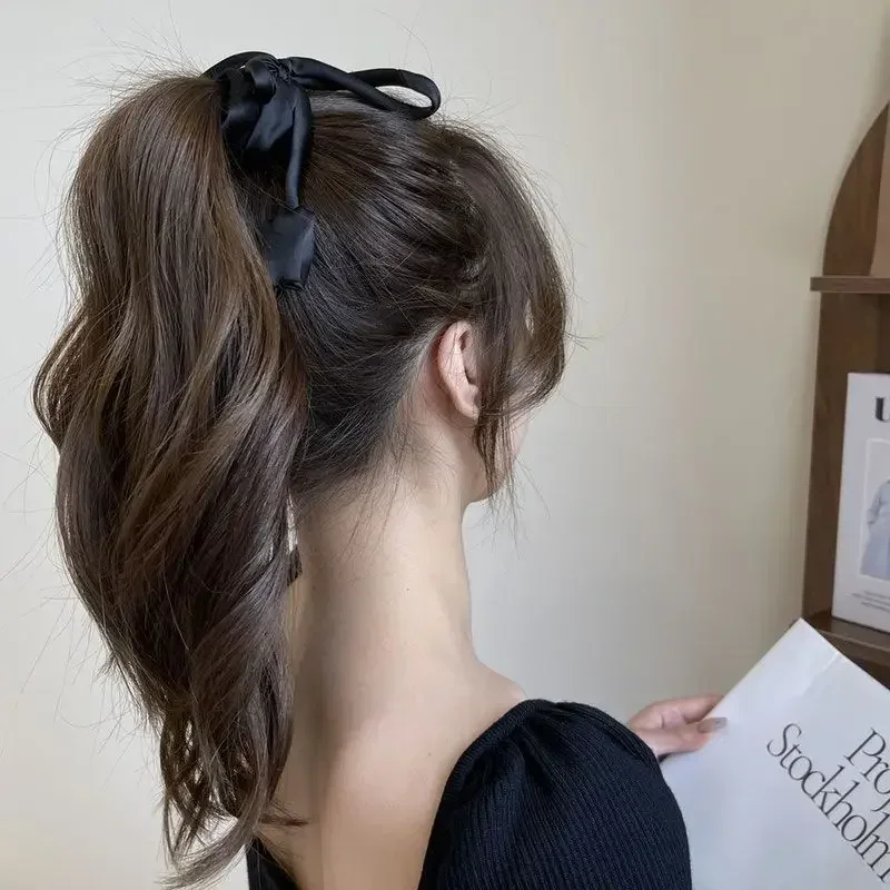 Wstążka z kokardką elastyczne opaski do włosów wysokiej jakości kwiatowy wisiorek gumka do włosów krawaty dziewczęce eleganckie Barrettes nakrycia głowy damskie akcesoria do włosów — zdjęcie 5