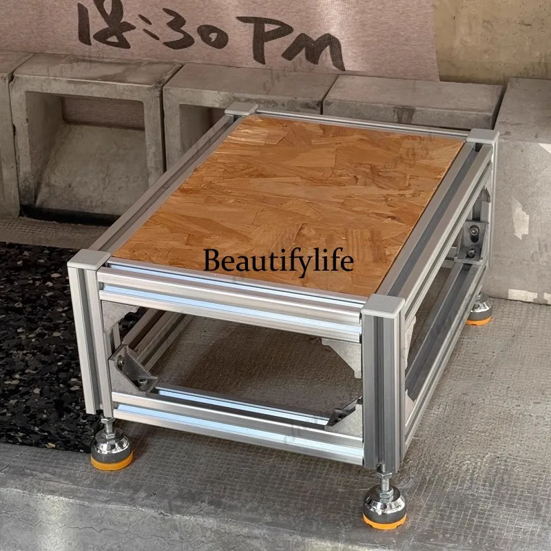 Z138 minimalist European pine board table countertop Japanese aluminum profile coffee table bar   mobile low table