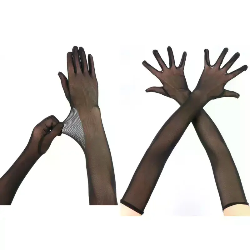 

55 см сексуальные кружевные тонкие полые прозрачные длинные перчатки дышащая сетчатая пряжа для женщин и мужчин сценическое выступление вечерние косплей эластичность