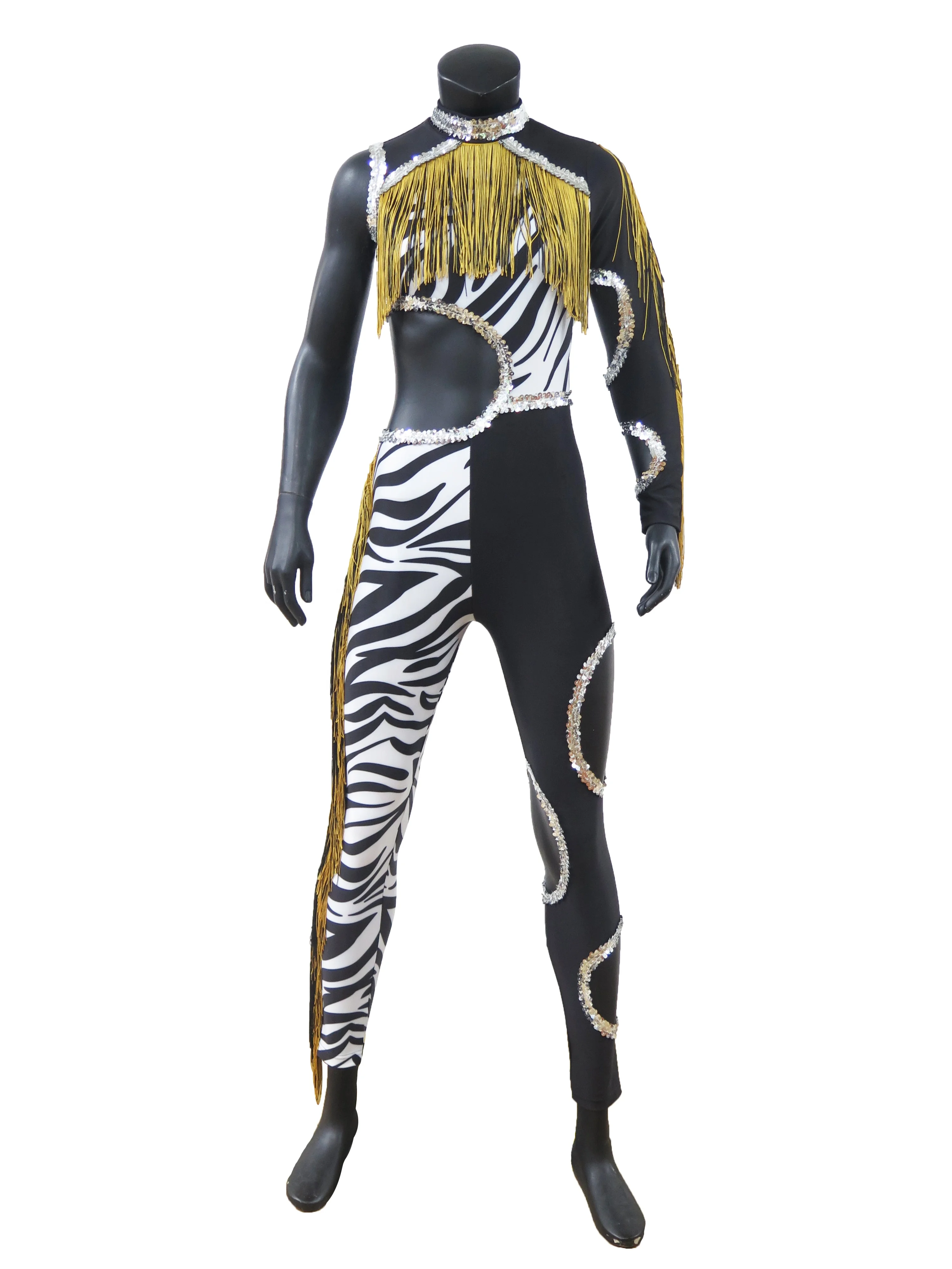 Custom Majorette Uniforms Black Zebra Strip Sexy Girls Fringe Dance Wear Costumes Majorette Uniforms Dance Outfits