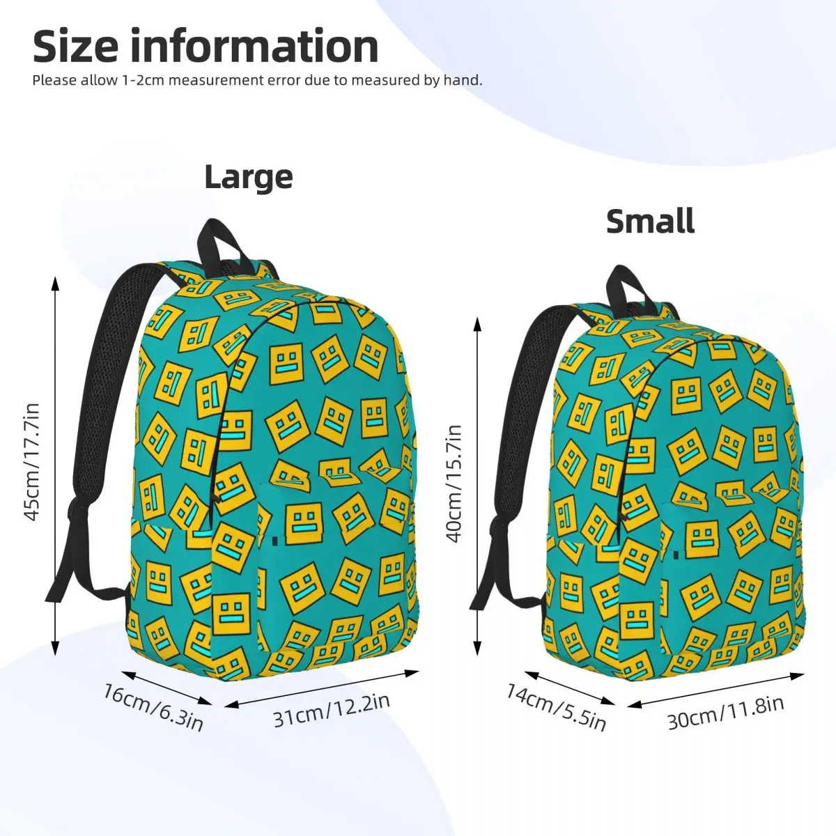 Geometry Cube Dash Gaming per uomo donna studente scuola Bookbag Canvas Daypack elementare High College escursionismo