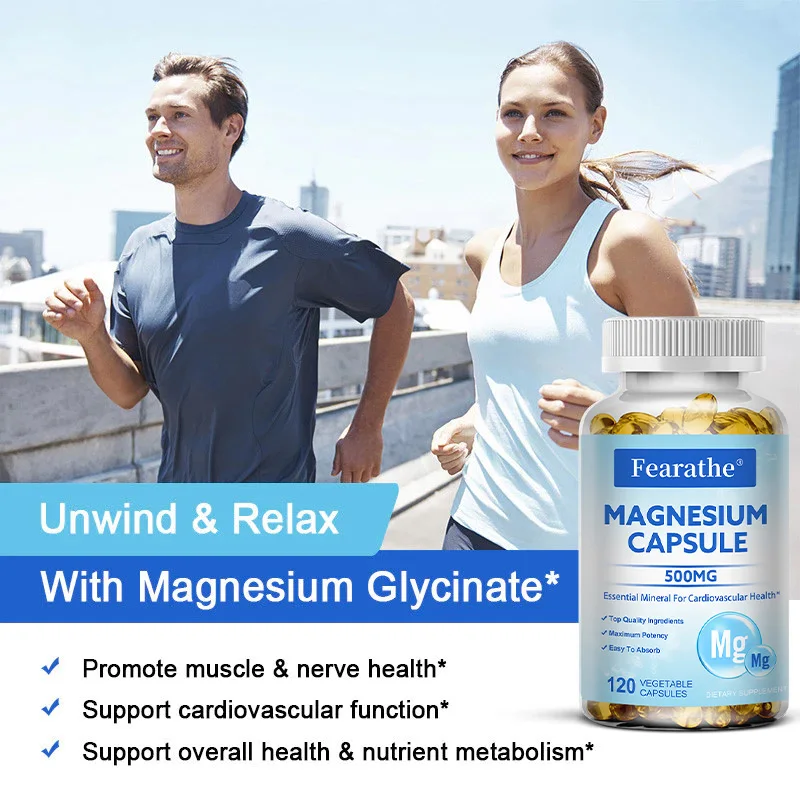 المغنيسيوم الجليسينات 500 ملغ أقصى امتصاص المكملات المغنيسيوم لتخفيف ضغط الأعصاب والعضلات وصحة العظام والمناعة