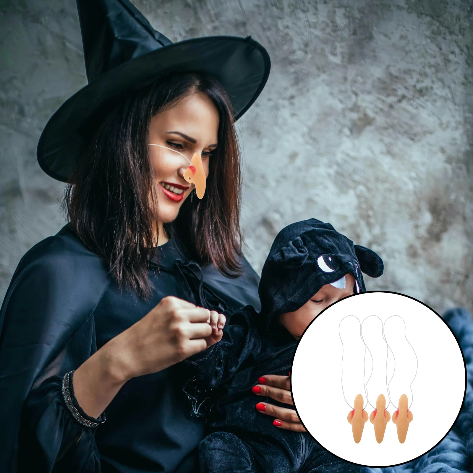 6 pçs realista bruxa nariz prop halloween cosplay traje acessório durável material tpr confortável ajuste forma oval fácil