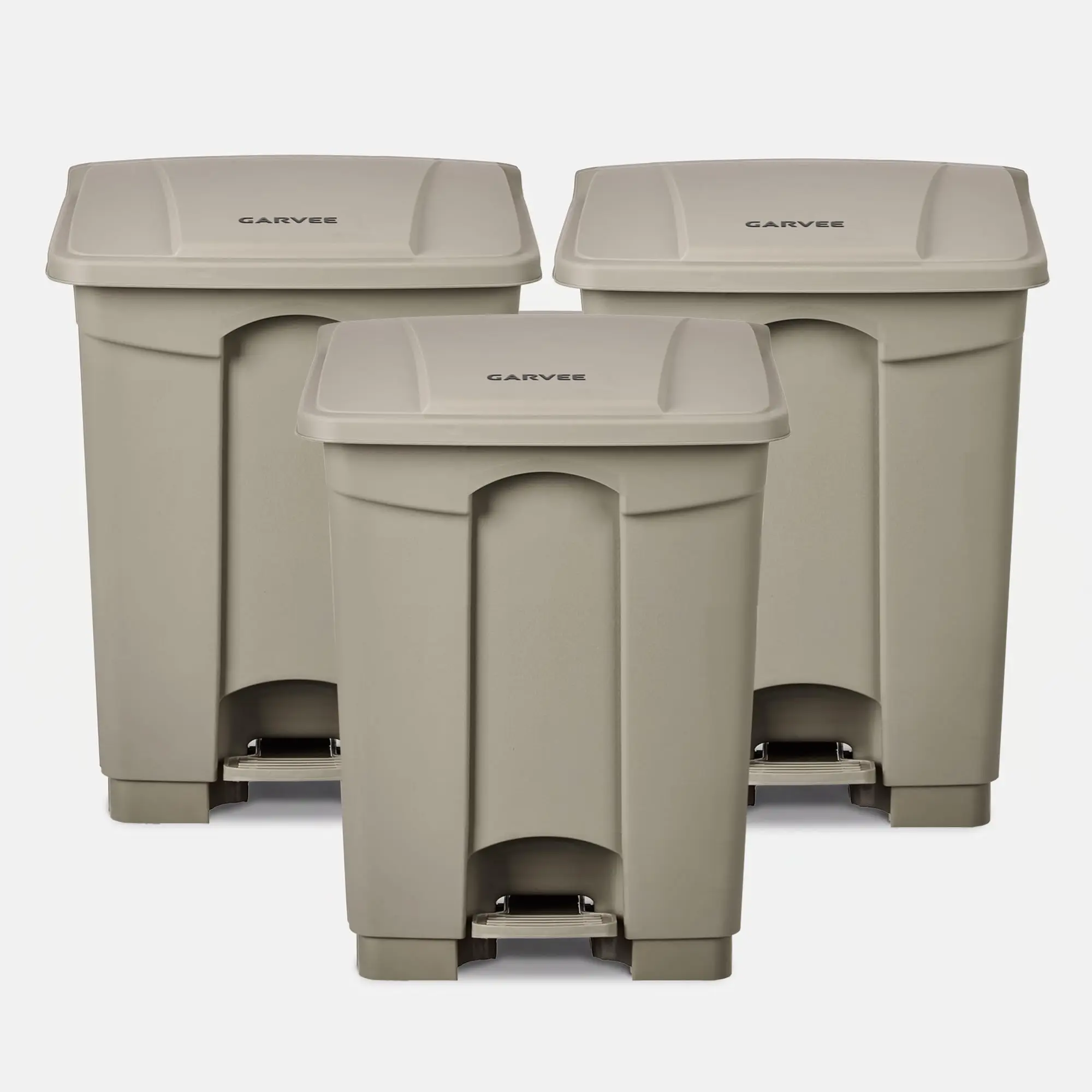 3 Pack 12/18/23 Gallon Step Trash Can With Lid & Foot Pedal, Heavy Duty Plastic Garbage Bin For Kitchen Patio Garage Backyard