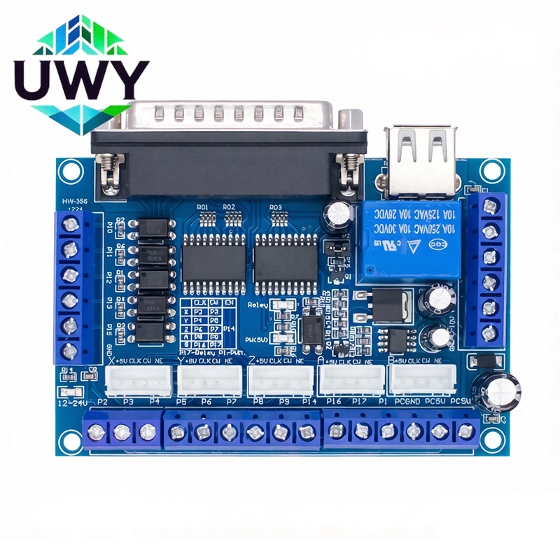 MACH3 CNC Breakout Board 5 Axis Parallel Port Interface Control Card With USB Cable For Engraving Milling Router Machine