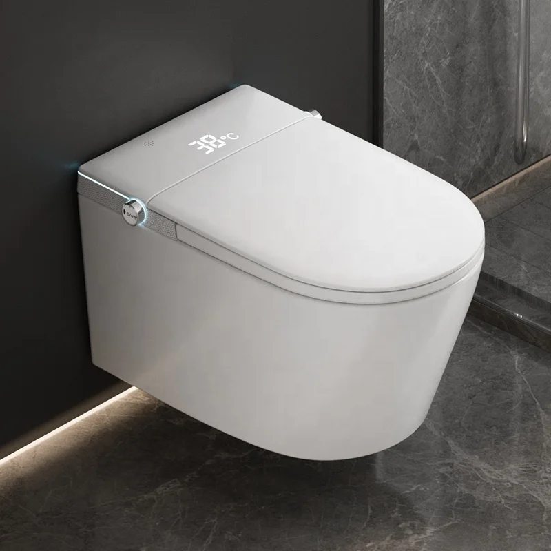 

Smart Wall-hung Toilet Concealed Cistern Rimless Automatic Flush WC Intelligent Toilet Seat Heating Remote Control Available