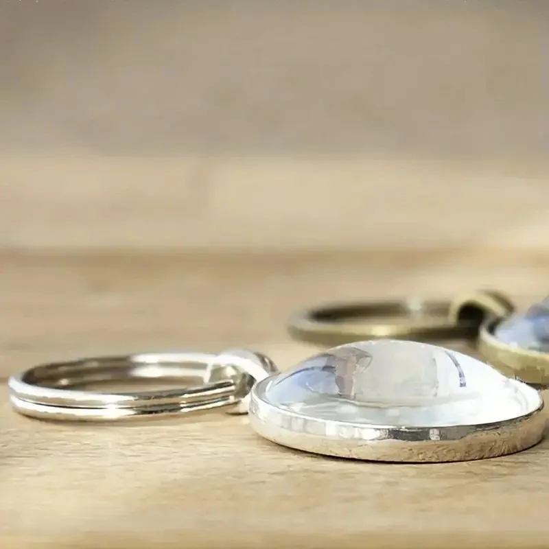 Unique 2D Flat Circular Glass Keychain Unisex Christmas Holiday Gift Jesus Holy Mother Pendant Decoration Amulet Luck Trinket